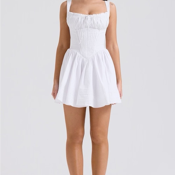 House of CB Natassia White Cotton Mini Dress Medium - Picture 5 of 12